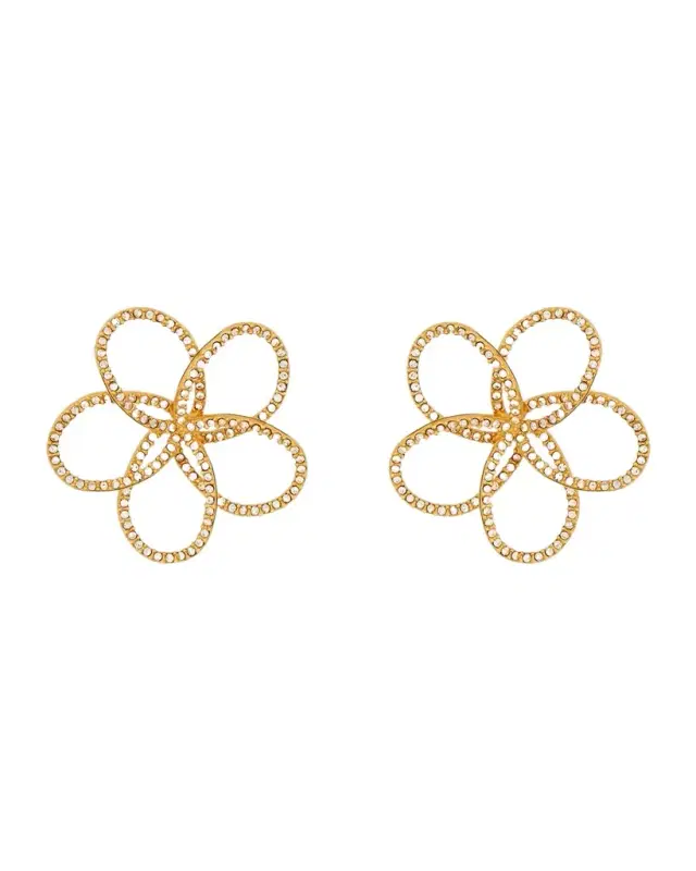 Flower Rhinestone Chain-Link Earrings