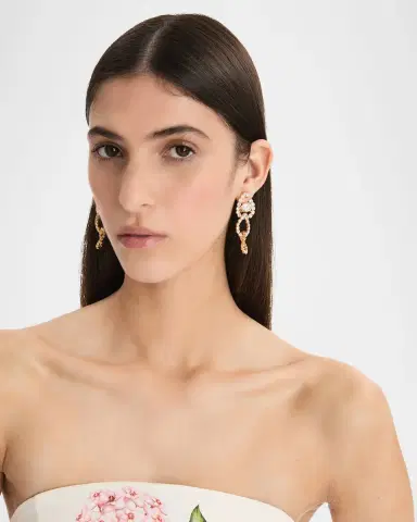 Oscar de la Renta Rhinestone Chain Dangle Earrings | Thumbnail 2 Oscar de la Renta Rhinestone Chain Dangle Earrings | Thumbnail 2