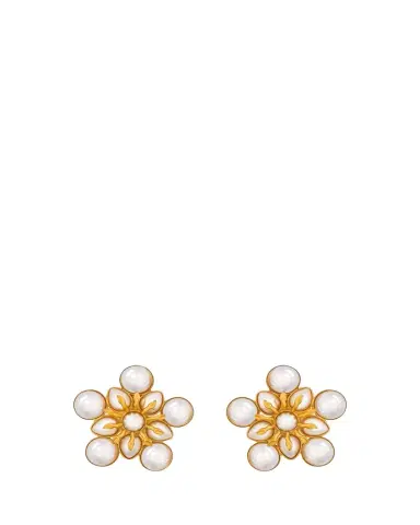 Oscar de la Renta Pearly Flower Small Clip-On Earrings | Thumbnail 1