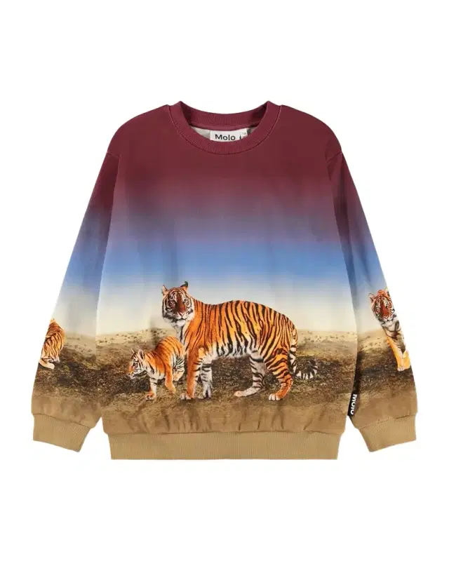 Boy 's Miksi Tiger-Print Organic Cotton Sweatshirt, Size 3-7