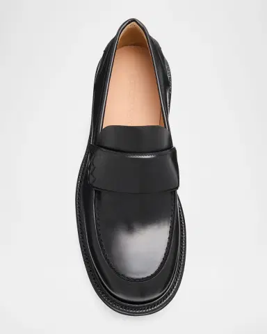 Bottega Veneta Men's Haddock Leather Penny Loafers | Thumbnail 3