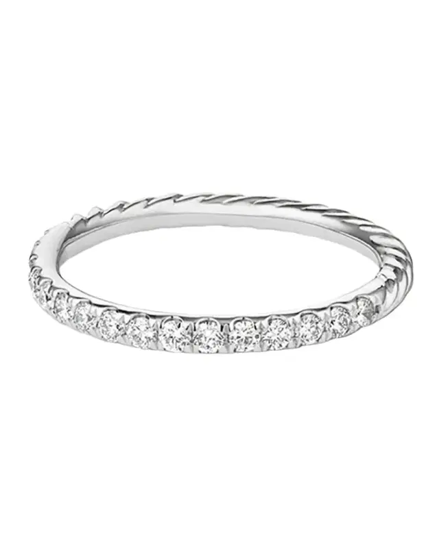 Cable Collectibles Stack Ring with Diamonds in 18K Gold