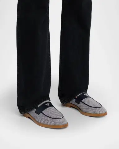 Bougeotte Lofty Flaneur Leather and Cotton Penny Loafers | Thumbnail 2 Bougeotte Lofty Flaneur Leather and Cotton Penny Loafers | Thumbnail 2