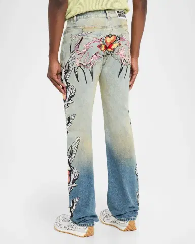 Who Decides War Men's Dove Embroidered Jeans | Thumbnail 3 Who Decides War Men's Dove Embroidered Jeans | Thumbnail 3