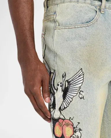 Who Decides War Men's Dove Embroidered Jeans | Thumbnail 5 Who Decides War Men's Dove Embroidered Jeans | Thumbnail 5