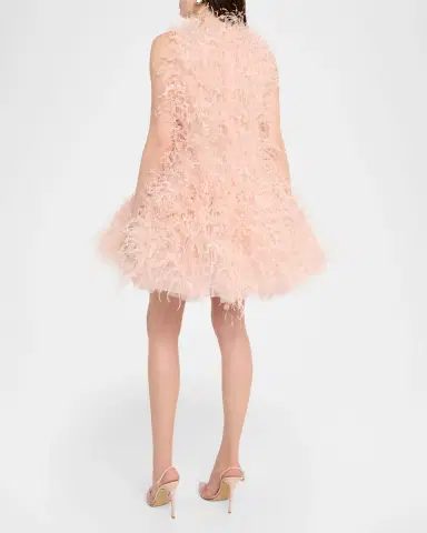 Oscar de la Renta Feather Sequined Sleeveless Bubble Mini Dress | Thumbnail 3 Oscar de la Renta Feather Sequined Sleeveless Bubble Mini Dress | Thumbnail 3