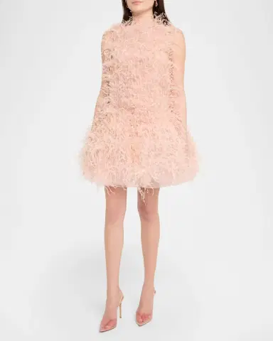 Oscar de la Renta Feather Sequined Sleeveless Bubble Mini Dress | Thumbnail 4 Oscar de la Renta Feather Sequined Sleeveless Bubble Mini Dress | Thumbnail 4