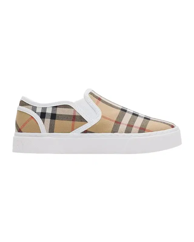 Kid 's Check Cotton Slip-On Sneakers, Toddler/Kids