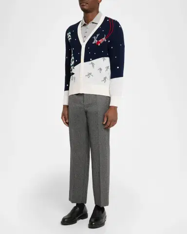 Thom Browne Men's Cashmere Holiday Scenic Relaxed Fit Cardigan | Thumbnail 2