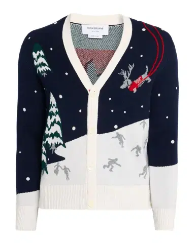 Thom Browne Men's Cashmere Holiday Scenic Relaxed Fit Cardigan | Thumbnail 1