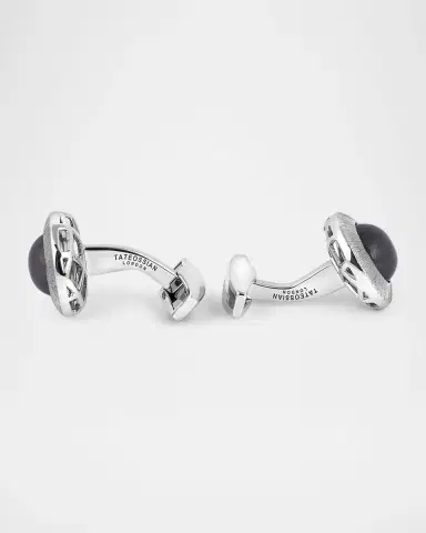 Tateossian Men's Graffiato Moonstone Round Cufflinks | Thumbnail 2 Tateossian Men's Graffiato Moonstone Round Cufflinks | Thumbnail 2