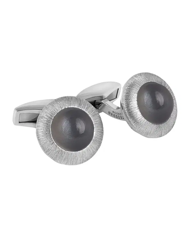 Men's Graffiato Moonstone Round Cufflinks