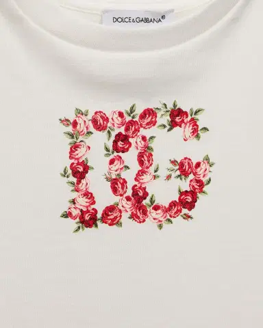 Dolce & Gabbana Girl 's Floral DG Logo Cotton T-Shirt, Size 2-6 | Thumbnail 2