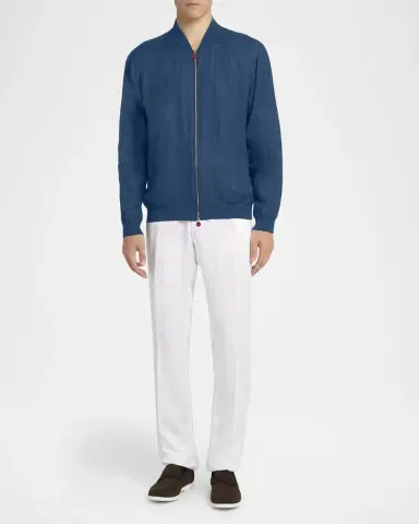 Kiton Men's Linen Full-Zip Blouson | Thumbnail 2 Kiton Men's Linen Full-Zip Blouson | Thumbnail 2