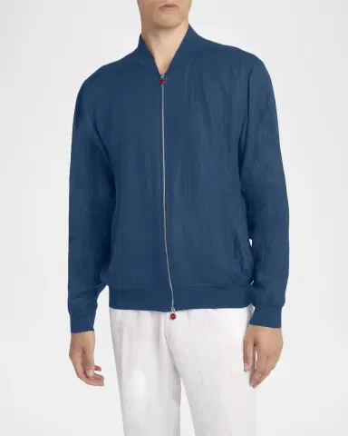 Kiton Men's Linen Full-Zip Blouson | Thumbnail 4 Kiton Men's Linen Full-Zip Blouson | Thumbnail 4