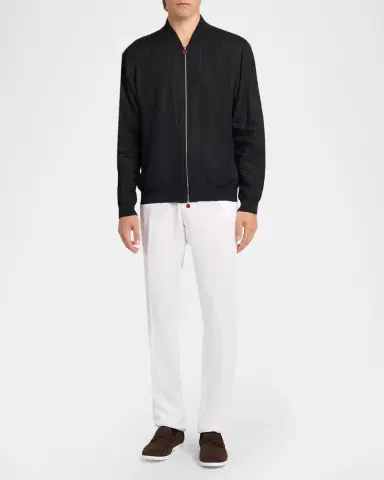 Kiton Men's Linen Full-Zip Blouson | Thumbnail 2