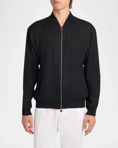 Kiton Men's Linen Full-Zip Blouson | Thumbnail 4
