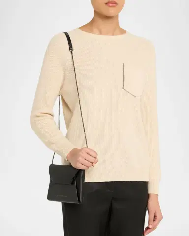 Brunello Cucinelli Leather Envelope Pochette Clutch Bag | Thumbnail 6