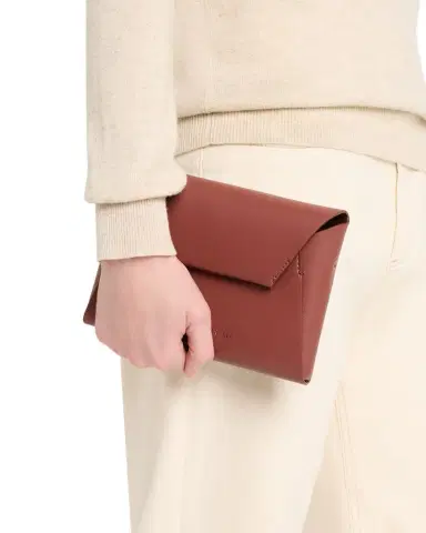 Brunello Cucinelli Leather Envelope Pochette Clutch Bag | Thumbnail 1