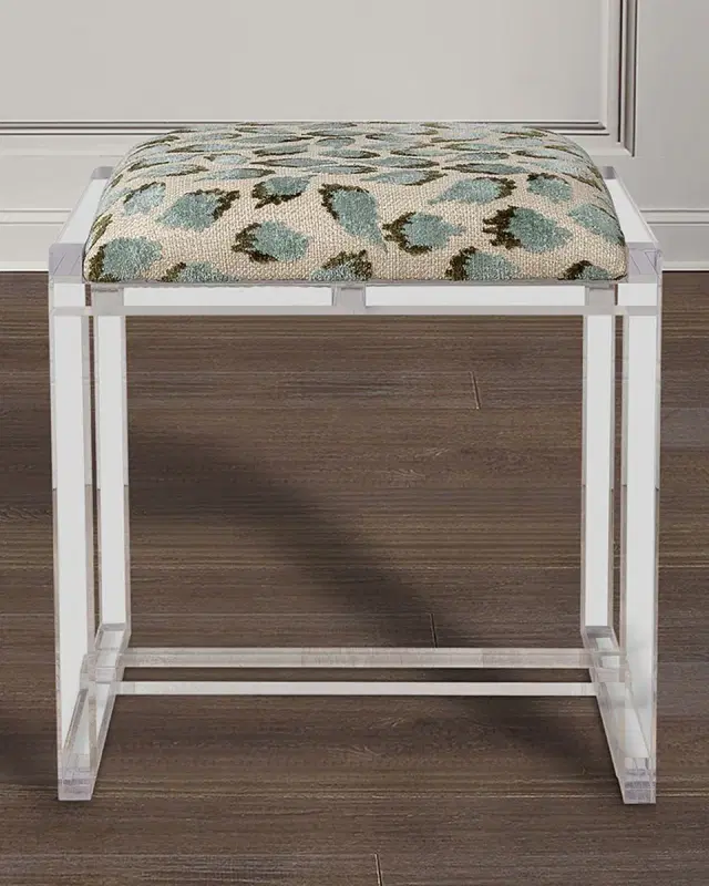 Port 68 Glencoe Celadon Ocelot-Print Bench, 18"