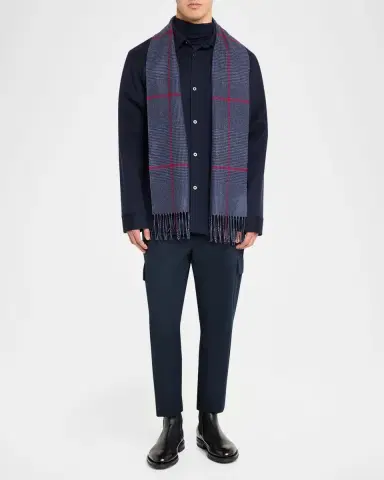 PIACENZA 1733 Men's Silk-Cashmere Check Scarf | Thumbnail 2