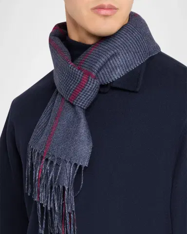 PIACENZA 1733 Men's Silk-Cashmere Check Scarf | Thumbnail 3