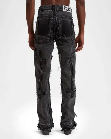 Who Decides War Men's Exposure Patchwork Slim-Fit Jeans | Thumbnail 3 Who Decides War Men's Exposure Patchwork Slim-Fit Jeans | Thumbnail 3
