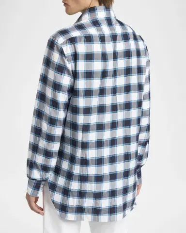 Kiton Men's Cotton Plaid Button-Down Shirt | Thumbnail 3 Kiton Men's Cotton Plaid Button-Down Shirt | Thumbnail 3