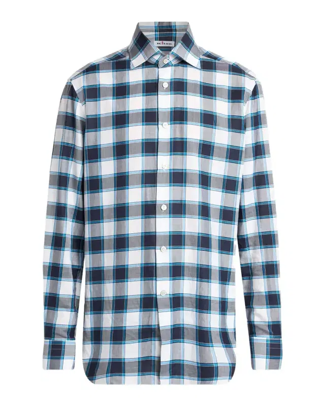 Men 's Cotton Plaid Button-Down Shirt