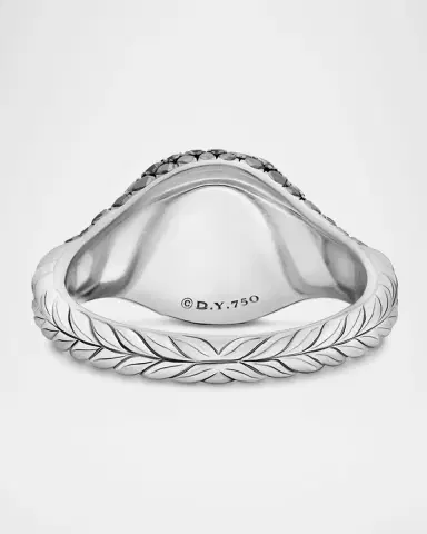 David Yurman Mini Chevron Pave Pinky Ring with Diamonds in 18K White Gold, 10mm | Thumbnail 6