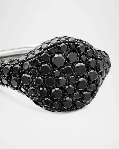 David Yurman Mini Chevron Pave Pinky Ring with Diamonds in 18K White Gold, 10mm | Thumbnail 7