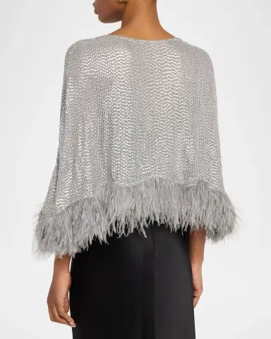 Carolyn Rowan Feather-Hem Beaded Silk Chiffon Cape | Thumbnail 2 Carolyn Rowan Feather-Hem Beaded Silk Chiffon Cape | Thumbnail 2