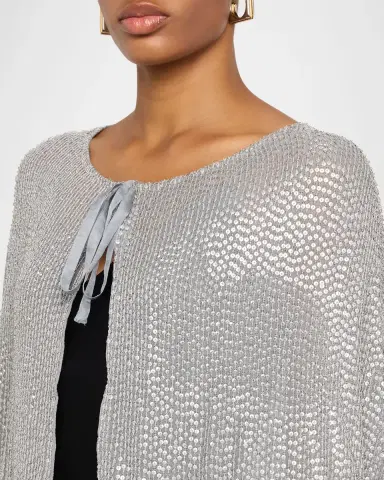 Carolyn Rowan Feather-Hem Beaded Silk Chiffon Cape | Thumbnail 4 Carolyn Rowan Feather-Hem Beaded Silk Chiffon Cape | Thumbnail 4