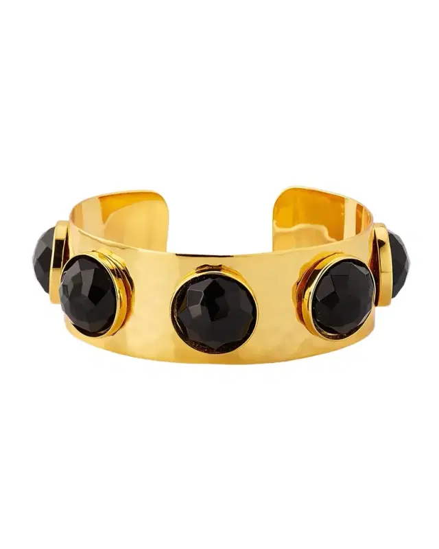 Black Onyx Hammered Cuff Bracelet