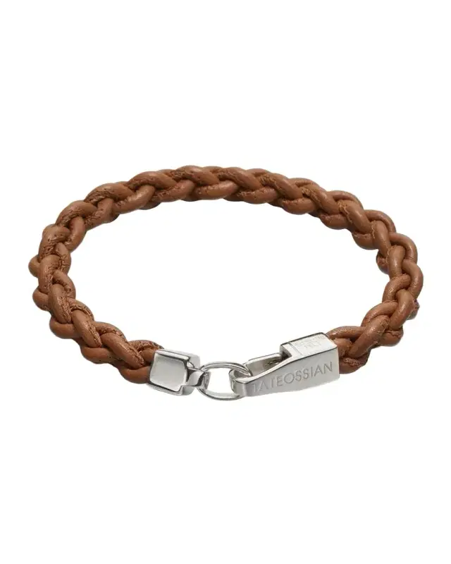 Men 's Braided Leather and Sterling Silver Bracelet