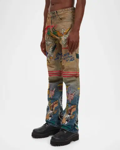 WHO DECIDES WAR Men 's Embroidered Liberty Denim Slim Fit Jeans | Thumbnail 4 WHO DECIDES WAR Men 's Embroidered Liberty Denim Slim Fit Jeans | Thumbnail 4