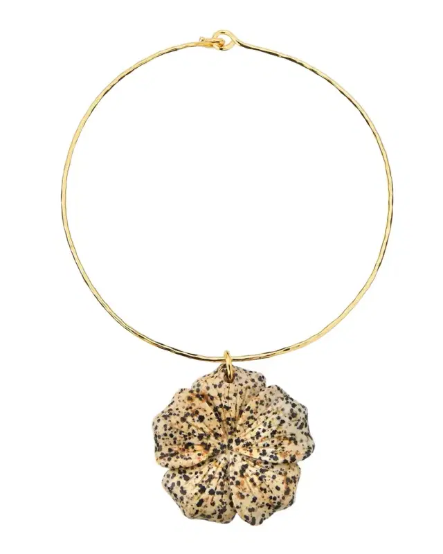 Dalmatian Jasper Flower Collar