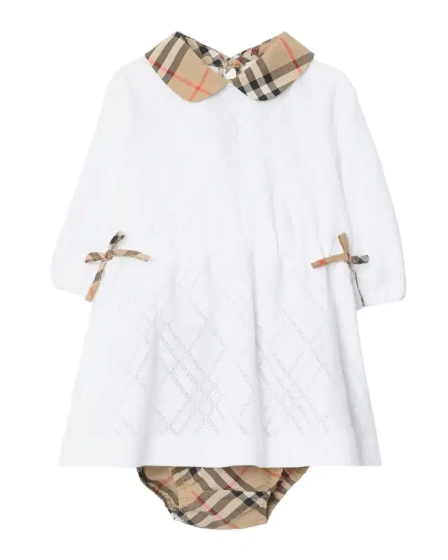 Girl 's Check Cotton Dress with Bloomers, Size -18M