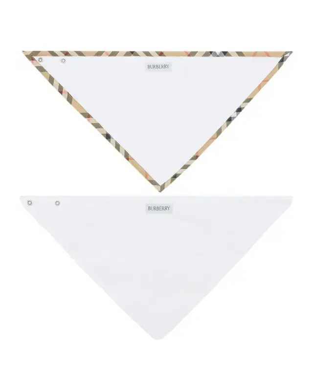 Burberry Kid 's Check Cotton Two-Piece Bib Set, Size 0M-24M