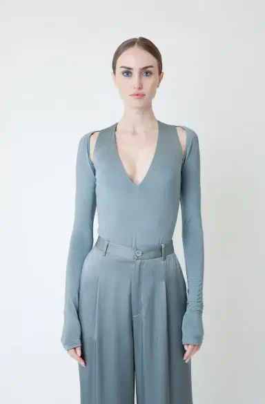 LAPOINTE Jersey V Neck Bodysuit | Thumbnail 4 LAPOINTE Jersey V Neck Bodysuit | Thumbnail 4