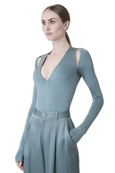 LAPOINTE Jersey V Neck Bodysuit | Thumbnail 1 LAPOINTE Jersey V Neck Bodysuit | Thumbnail 1