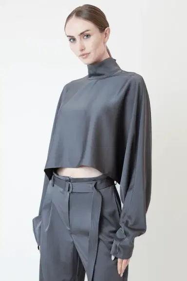 Lapointe Lightweight Satin Caftan Top | Thumbnail 4 Lapointe Lightweight Satin Caftan Top | Thumbnail 4