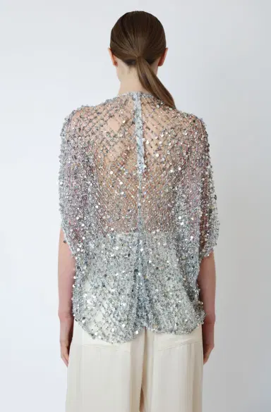 Lapointe Net Mesh Sequin Cape Tee | Thumbnail 2