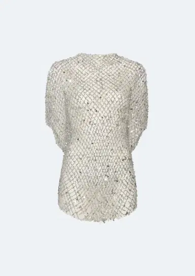 Lapointe Net Mesh Sequin Cape Tee | Thumbnail 4