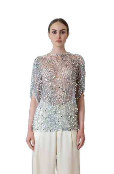 Lapointe Net Mesh Sequin Cape Tee | Thumbnail 1