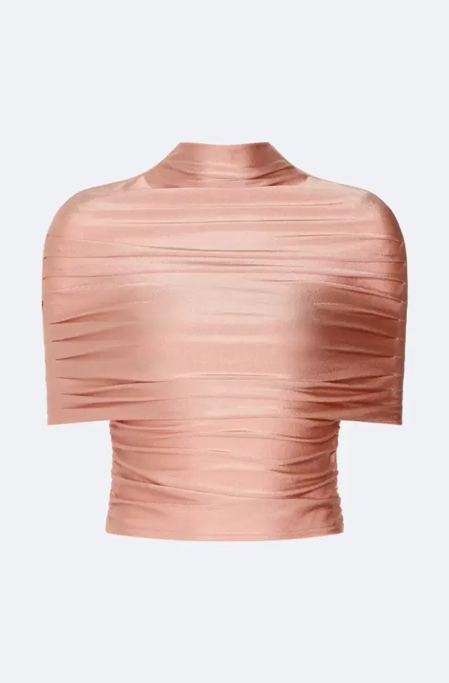 Shine Jersey Mock Neck Ruched Top