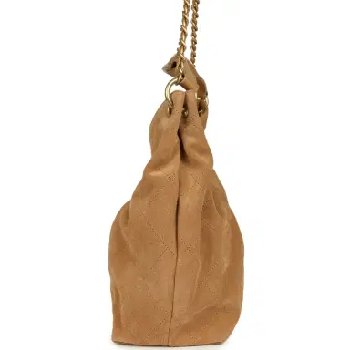 Chanel Chanel Maxi Hobo Bag Beige Suede Antique Gold Hardware | Thumbnail 3