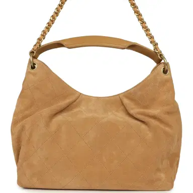 Chanel Chanel Maxi Hobo Bag Beige Suede Antique Gold Hardware | Thumbnail 4