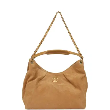 Chanel Chanel Maxi Hobo Bag Beige Suede Antique Gold Hardware | Thumbnail 7