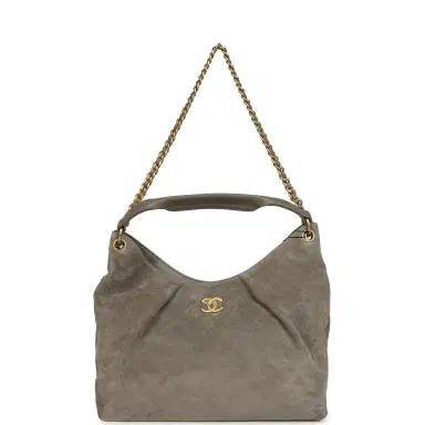 Chanel Chanel Maxi Hobo Bag Dark Grey Suede Antique Gold Hardware | Thumbnail 6 Chanel Chanel Maxi Hobo Bag Dark Grey Suede Antique Gold Hardware | Thumbnail 6